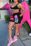 Casual Graphics Print Spaghetti Strap Sleeveless Bra Crop Tops And Shorts Two Pieces Shorts Sets