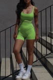 Casual Sportswear U Neck Sleeveless Tank Crop Tops And Shorts Two Pieces Shorts Sets
