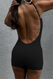 Casual Sportswear Backless Sleeveless Spaghetti Strap Skinny Cami Rompers Playsuits