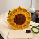 Mini Crochet Bag Fashion Sunflower Drawstring Design Weave Bags