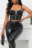 Sexy Nightclub Hot Drilling Backless Sleeveless Spaghetti Strap Cami Corset Tank Top