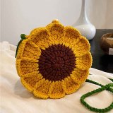 Mini Crochet Bag Fashion Sunflower Drawstring Design Weave Bags