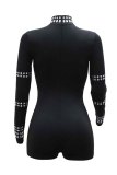 Sexy Party Nightclub Hot Drilling Half A Turtleneck Long Sleeve Party Evening Skinny Rompers