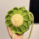 Mini Crochet Bag Fashion Sunflower Drawstring Design Weave Bags