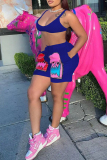 Casual Graphics Print Spaghetti Strap Sleeveless Bra Crop Tops And Shorts Two Pieces Shorts Sets