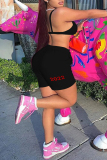Casual Graphics Print Spaghetti Strap Sleeveless Bra Crop Tops And Shorts Two Pieces Shorts Sets