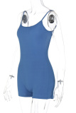 Casual Sportswear Backless Sleeveless Spaghetti Strap Skinny Cami Rompers Playsuits