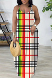 Casual Graphics Print Backless Sleeveless Spaghetti Strap Floor Length Long Vacation Baggy Slip Maxi Dresses