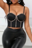 Sexy Nightclub Hot Drilling Backless Sleeveless Spaghetti Strap Cami Corset Tank Top