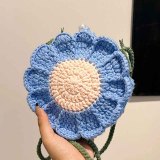 Mini Crochet Bag Fashion Sunflower Drawstring Design Weave Bags