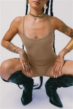 Casual Sportswear Backless Sleeveless Spaghetti Strap Skinny Cami Rompers Playsuits