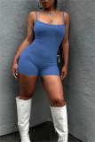 Casual Sportswear Backless Sleeveless Spaghetti Strap Skinny Cami Rompers Playsuits