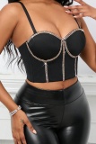 Sexy Nightclub Hot Drilling Backless Sleeveless Spaghetti Strap Cami Corset Tank Top