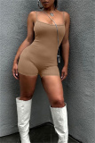 Casual Sportswear Backless Sleeveless Spaghetti Strap Skinny Cami Rompers Playsuits
