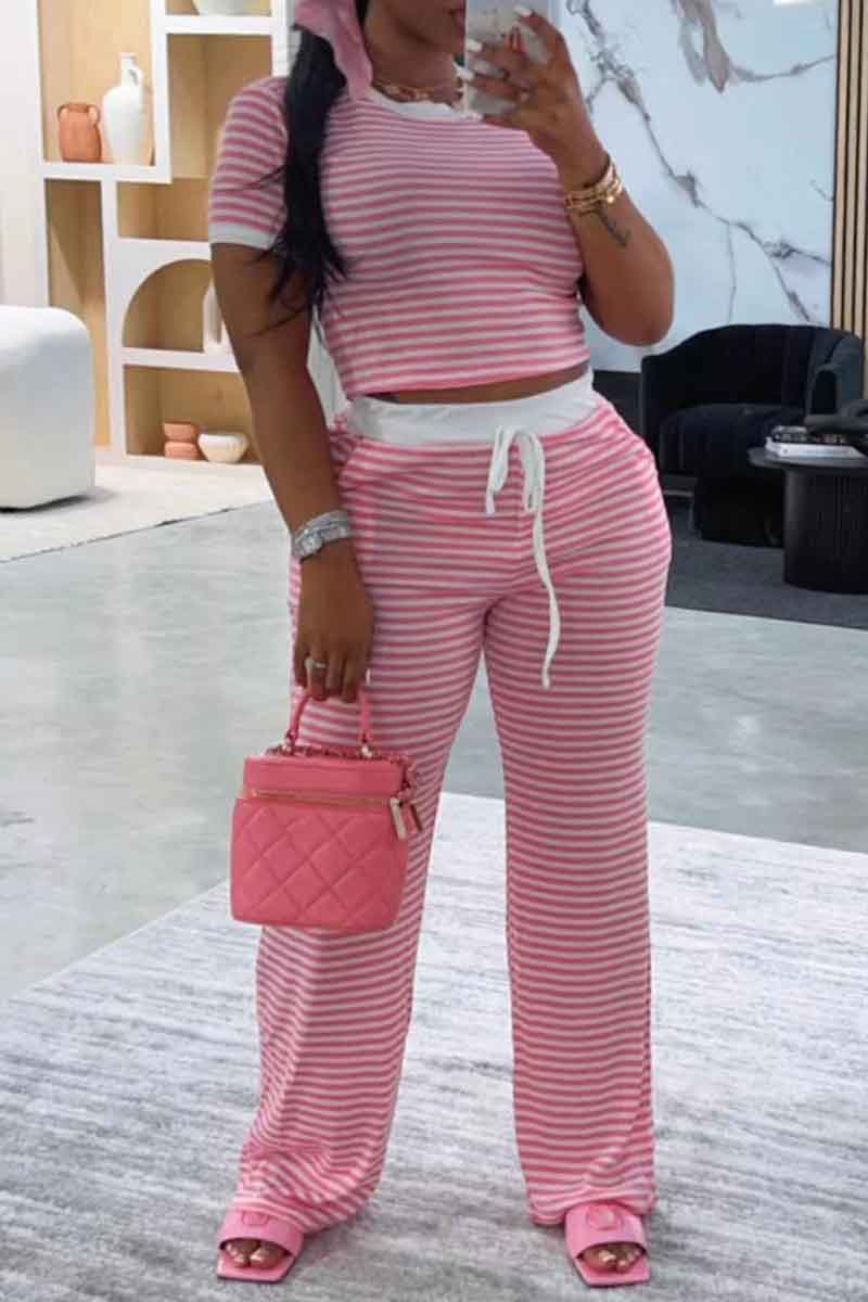 INCI™ - Casual Striped V-Neck Long Sleeve and Pants Set