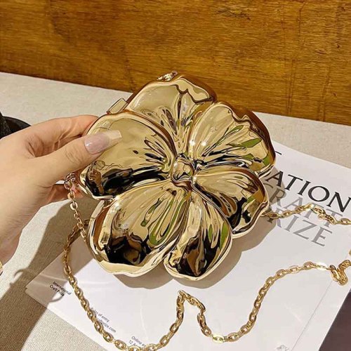 Shaped Acrylic Hard Shell Flower Shape With Additional Metal Chain Women's Handheld Dinner Bag For Party