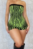 Sexy Striped Print Backless Strapless Nightclub Skinny Rompers Playsuit