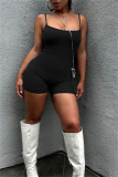 Casual Sportswear Backless Sleeveless Spaghetti Strap Skinny Cami Rompers Playsuits