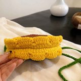 Mini Crochet Bag Fashion Sunflower Drawstring Design Weave Bags