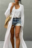 Casual Cotton Long Sleeve Long Loose Cardigan Vacation Beach Bikini Cover Up
