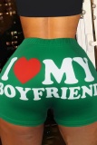Casual Sportswear Letter Print High Waist Skinny Shorts Yogo Hotpants