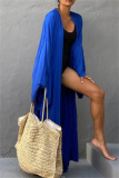 Casual Cotton Long Sleeve Long Loose Cardigan Vacation Beach Bikini Cover Up