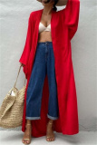 Casual Cotton Long Sleeve Long Loose Cardigan Vacation Beach Bikini Cover Up