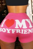 Casual Sportswear Letter Print High Waist Skinny Shorts Yogo Hotpants