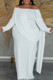 Casual Off Shoulder Long Sleeve Long Gowns Formal Pleated Cape Bodycon Plus Size Maxi Dresses