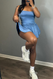 Sexy Spaghetti Strap Sleeveless Ruched Cami Top And Pleated Mini Skirts Two Pieces Dress Sets