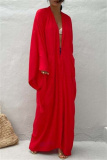 Casual Cotton Long Sleeve Long Loose Cardigan Vacation Beach Bikini Cover Up