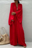 Casual Cotton Long Sleeve Long Loose Cardigan Vacation Beach Bikini Cover Up