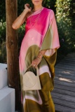 Casual Ombre Print Backless Oblique Collar One Shoulder Floor Length Vacation Long Baggy Maxi Dresses