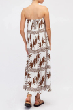 Sexy Geometric Print Strapless Sleeveless Vacation Tube A Line Maxi Dresses