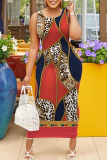 Casual Graphics Print Basic O Neck Long Bodycon Midi Tank Dresses