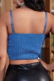 Sexy Sequins Hot Drill Decor Backless Spaghetti Strap Cami Crop Tops