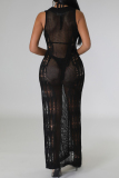 Street O Neck Sleeveless Ripped See-Through Evening Long Bodycon Maxi Dresses