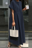 Casual O Neck Short Sleeve Long Baggy Vacation Maxi Dresses