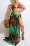 Sexy Leopard Print Bandage Bikini Sets Cover Up Skirt Beach Vacation Swimwears