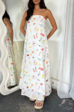 Sexy Geometric Print Strapless Sleeveless Vacation Tube A Line Maxi Dresses