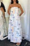 Sexy Geometric Print Strapless Sleeveless Vacation Tube A Line Maxi Dresses