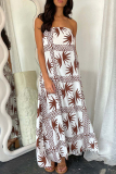 Sexy Geometric Print Strapless Sleeveless Vacation Tube A Line Maxi Dresses