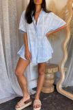 Casual Graphics Print Turndown Collar Flare Sleeve Loose Vacation Rompers Playsuit