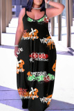Sexy Leoprad Print Backless Spaghetti Strap Floor Length Vacation Baggy Sundress Slip Maxi Dress