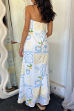 Sexy Geometric Print Strapless Sleeveless Vacation Tube A Line Maxi Dresses