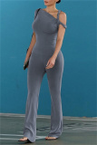 Sportwear Casual Oblique Collar Short Sleeve Kontted Skinny Tops And Pants Two Pieces Trouser Sets