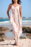 Sexy Geometric Print Sleeveless V Neck Pocket Vacation A Line Slip Maxi Dresses