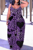Sexy Leoprad Print Backless Spaghetti Strap Floor Length Vacation Baggy Sundress Slip Maxi Dress