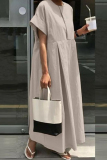 Casual O Neck Short Sleeve Long Baggy Vacation Maxi Dresses