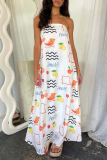 Sexy Geometric Print Strapless Sleeveless Vacation Tube A Line Maxi Dresses